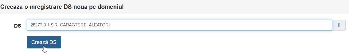 Creează &icirc;nregistrare DS domeniu ROTLD