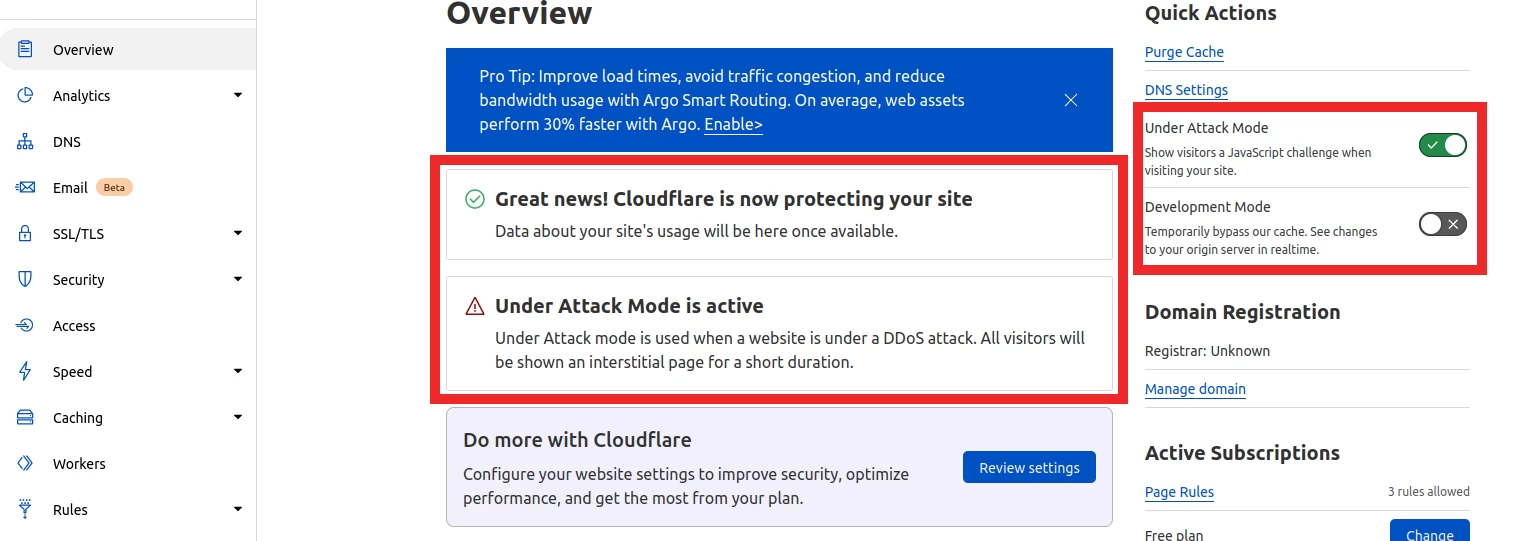 Notificación de Modo de Ataque activo